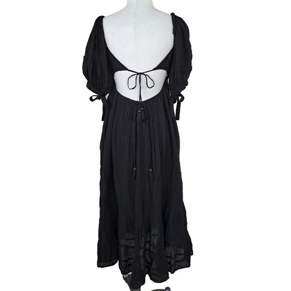 FREE PEOPLE Free People Let's Be Friends Midi Maxi Dress Small Black Open Back - Picture 5 of 14